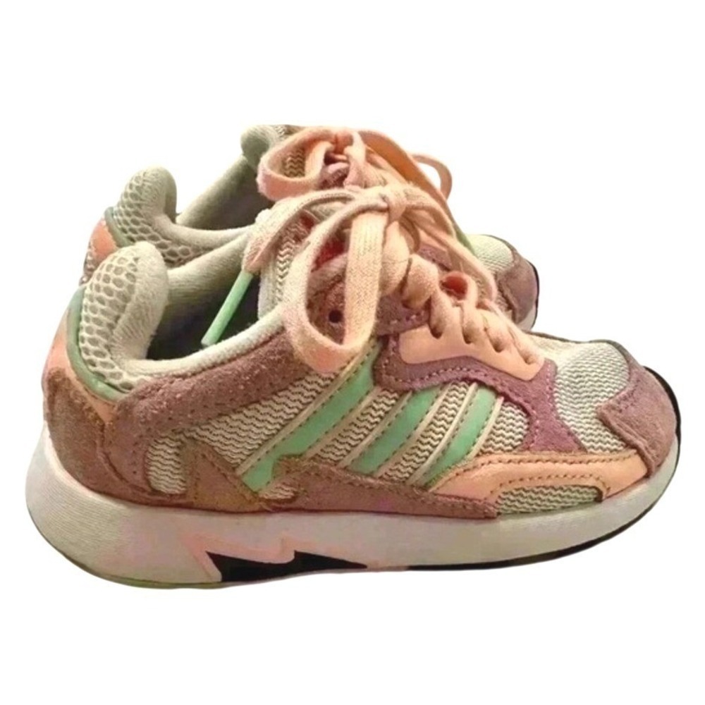 Adidas Tensaur Run Kids Shoes Pink Mint Green Lace Up Sneakers Size Toddler 11K